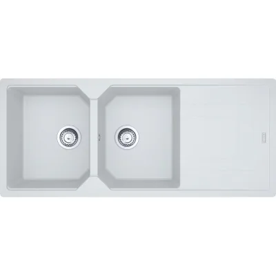 PRONTA CONSEGNA - Franke: Lavello due vasche con gocciolatoio Urban Incasso UBG 621 114.0686.783 finitura fragranite bianco da 116x50 cm