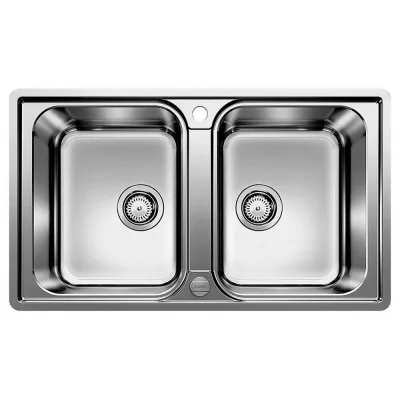 PRONTA CONSEGNA - Blanco | Lavello due vasche LEMIS 8-IF 1523039 in acciaio inox da 86x50 cm - Sopratop/Filotop
