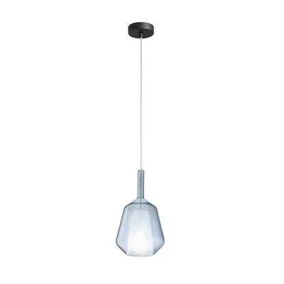 Sospensione in vetro blu turchese, lampadina E27, 18x236cm