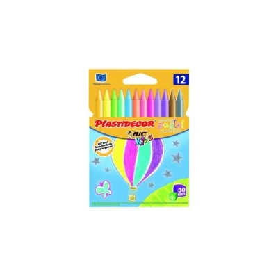 Bic Kids Plastidecor Scatola 12 matite a cera Colori pastello metallizzati Extra resistente 9339611