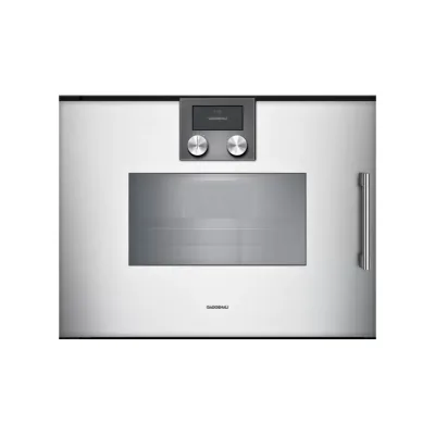 Gaggenau Forno combinato a vapore con cerniere a sinistra da incasso BSP251131 finitura silver da 60 cm