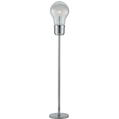 Piantana in vetro cromo con decoro interno, LED E27, 165x30cm