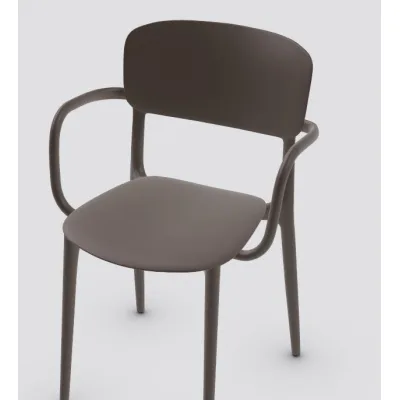 Calligaris OUTLET Sedia Liberty CS1884 in polipropilene P900 tortora opaco - Con braccioli