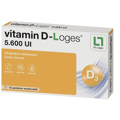 Vitamin D-Loges 5.600 UI Integratore Vitamina D 15 Gelatine Masticabili