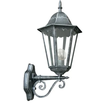 Applique lanterna per esterni grigia in alluminio e vetro, 1 luce E27, 28.5x51.8cm