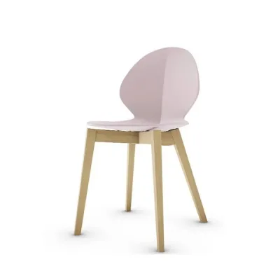 Calligaris OUTLET Sedia Basil CS1348 con struttura in frassino P12 smoke e seduta in polipropilene P2L cipria opaco