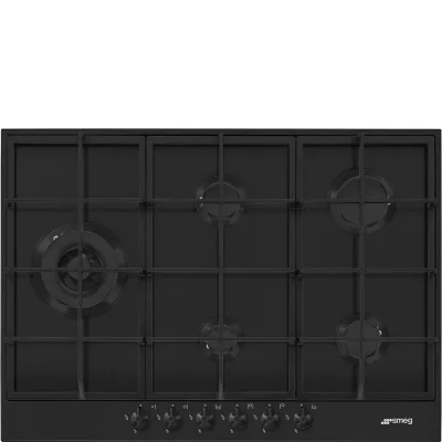 Smeg S Piano cottura a gas PX375LMB finitura inox nero opaco da 72.5 cm