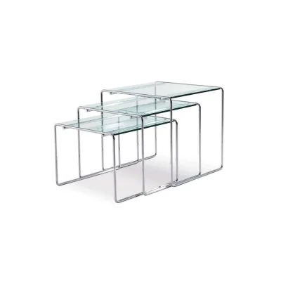 Cassina 3 tavolini Marcel T con struttura in acciaio e piano a scelta da 43 cm