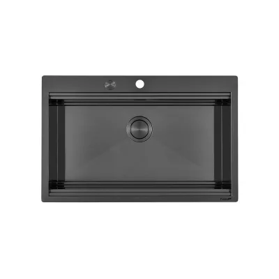 Foster Lavello una vasca 1034 056 finitura acciaio PVD gun metal da 80.6x52 cm
