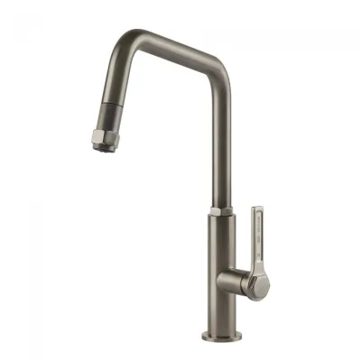 PRONTA CONSEGNA - Gessi Miscelatore monocomando con doccetta estraibile Officine - Gessi 60053 149 finitura Finox