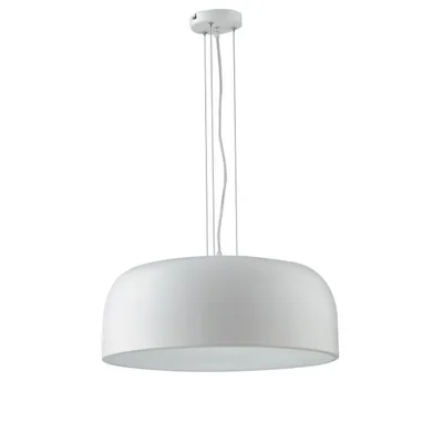 Lampadario a sospensione in metallo con diffusore in acrilico bianco, 4 luci E27, 52x120cm