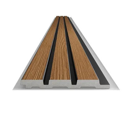 Doga centrale in duropolimero effetto legno Rovere caldo sfondo nero 2800x120x12 (minimo 5pz)