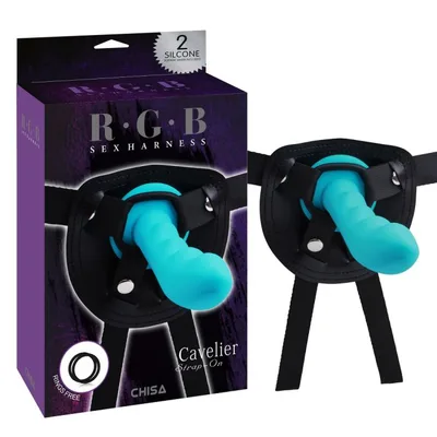Chisa RGB Cavelier Strap-On Harness Dildo Silicone Blu Regolabile CN-522066352