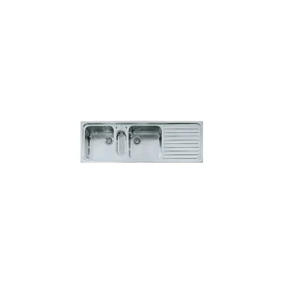 Alpes Lavello semifilo a due vasche con bacinella e gocciolatoio a destra F 5149/2V1B1S in acciaio inox da 149x51 cm