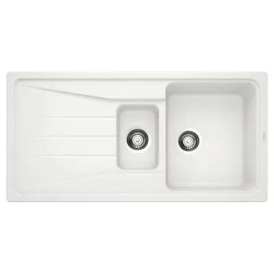 Blanco Lavello una vasca con vaschetta e gocciolatoio SONA 6 S 1519855 finitura bianco da 100x50 cm - Sopratop