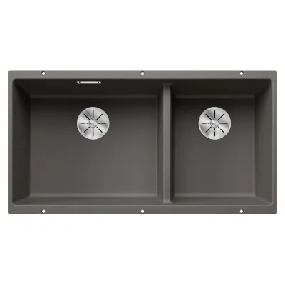 Blanco Lavello a due vasche SUBLINE 480/320-U Total Black 2527351 finitura grigio vulcano da 85x46 cm - Sottotop