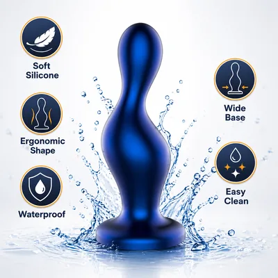 Plug Anale vibrante The Hitter blu stimolatore ano prostata 10 funzioni silicone
