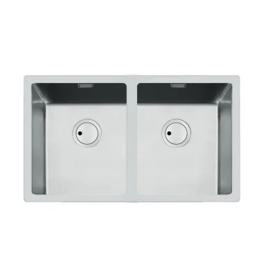 Foster Lavello due vasche 3352 850 finitura acciaio inox da 75x44 cm