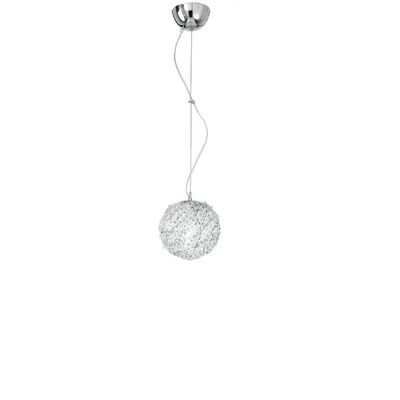 Lampadario a sospensione in alluminio cromato e cristalli, lampadina E27, 20x120cm