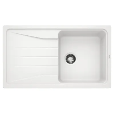 Blanco | Lavello una vasca con gocciolatoio SONA 5 S 1519674 finitura bianco da 86x50 cm - Sopratop