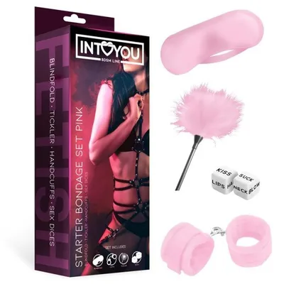 Set Bondage Pink Mashera manette piumino dadi fetish bondage BDSM kit