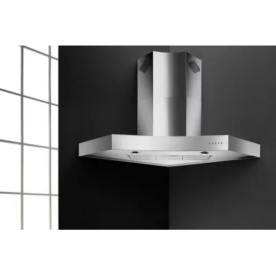 Airone Cappa a parete ad angolo Zeus Angolare finitura acciaio AISI 430 da 100x100 cm