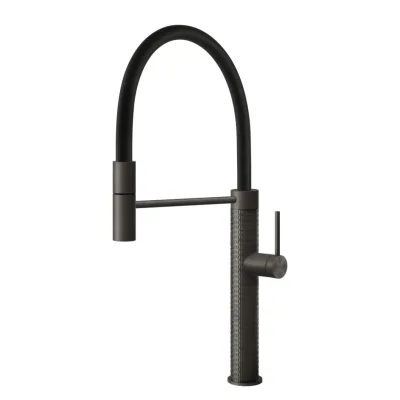 Gessi Miscelatore semi pro monocomando con doccetta estraibile Kitchen Meccanica 60012 707 finitura Black Metal Brushed - IN PROMOZIONE FINO AL 6/07