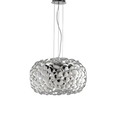 Lampadario a sospensione moderno in metallo cromato, 3 lampadine E27, 48x147cm