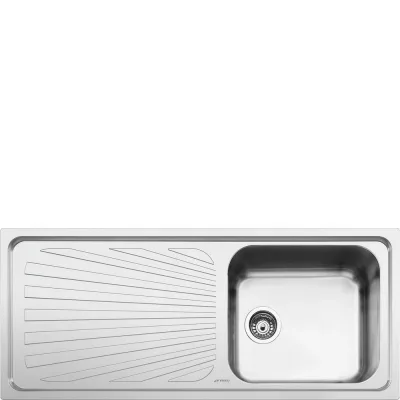 Smeg Lavello una vasca con gocciolatoio a sinistra SGE116.1S finitura acciaio inox spazzolato da 116 cm