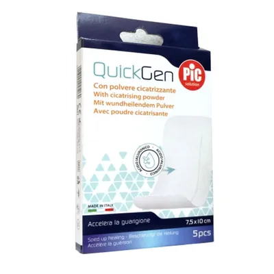 Pic QuickGen Cerotto Con Polvere Cicatrizzante 7,5 X 10 Cm 5 Pezzi