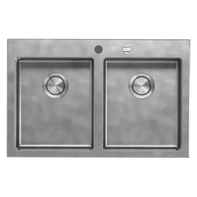 Barazza Lavello due vasche UNIQUE 1LUN82 finitura inox vintage da 79x51 cm - IN PROMOZIONE FINO AL 6/07