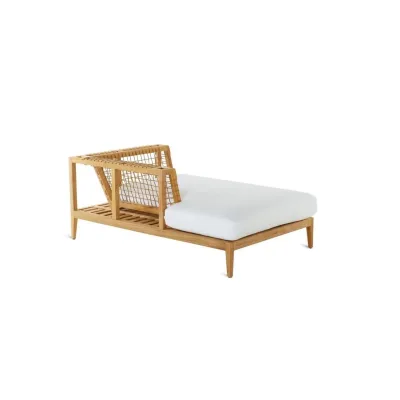 Unopiù Modulo chaise longue destro SYNTHESIS in teak e fibra sintetica WaProLace - Con o senza cuscino - IN PROMOZIONE FINO AL 6/07