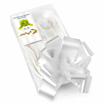 Fiocco regalo a tiro Bianco - Ø 31mm, 30 strip, 10 pezzi
