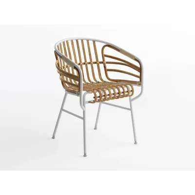 Horm Sedia Raphia Rattan art. CM8731N con struttura in metallo e seduta in rattan - Con braccioli