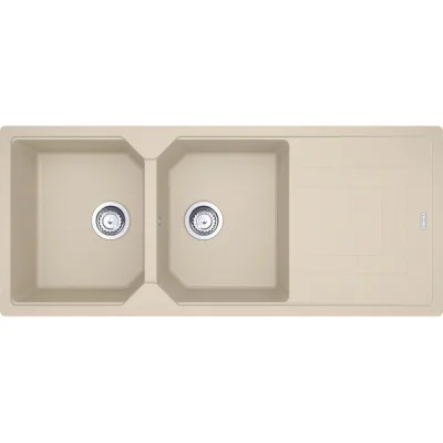 PRONTA CONSEGNA - Franke: Lavello due vasche con gocciolatoio Urban Incasso UBG 621 114.0686.785 finitura fragranite avena da 116x50 cm
