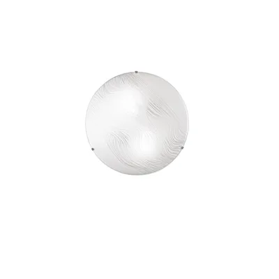 Plafoniera in vetro satinato bianco, motivo ad onde, 2 luci E27, 30x30cm