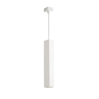 Lampadario a sospensione struttura quadrata in metallo bianco, lampadina GU10, 6x200x60cm