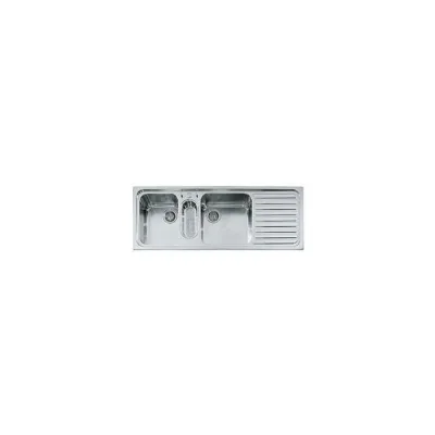 Alpes Lavello semifilo a due vasche F 5134/2V1B1S con bacinella e gocciolatoio a destra in acciaio inox da 134x51 cm