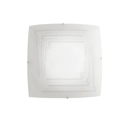 Plafoniera in vetro curvo bianco, con decoro graniglia, 3 luci E27, 40x40cm