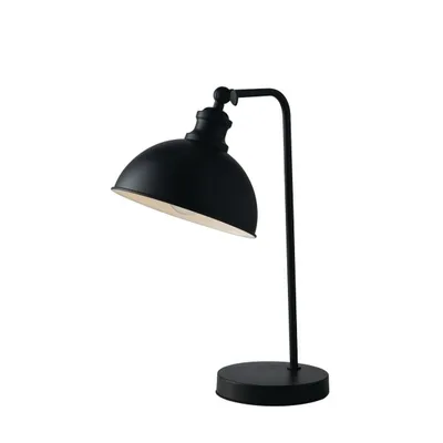 Lampada da tavolo in metallo nero, diffusore interno bianco, 1 luce E27, 43x27cm