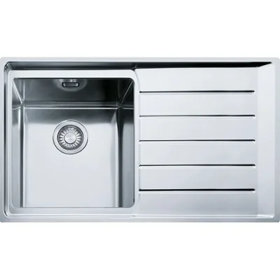 Franke: Lavello una vasca con gocciolatoio a destra Neptune Plus NPX 611 101.0068.368 finitura inox satinato da 86x51 cm