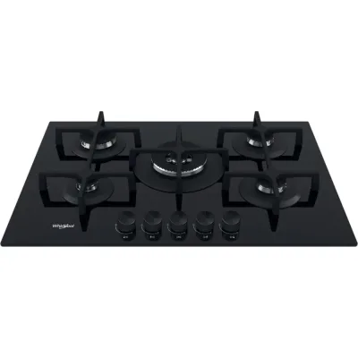 Whirlpool Piano cottura a gas GOA 7523/NB1 finitura vetro nero da 75 cm