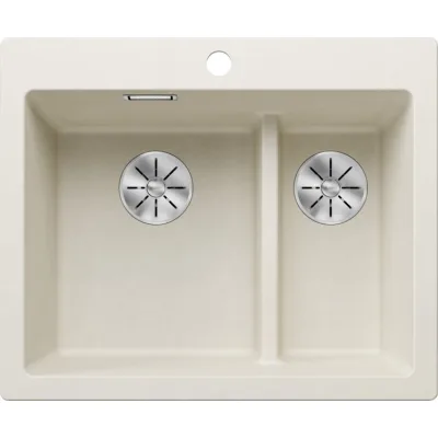 Blanco Lavello una vasca SX con vaschetta PLEON 6 Split 1527139 finitura soft white da 61.5x51 cm - Sopratop