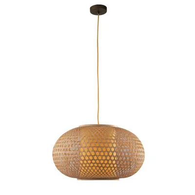 Lampadario a sospensione in bambù naturale, 1 luce E27, 60x120cm
