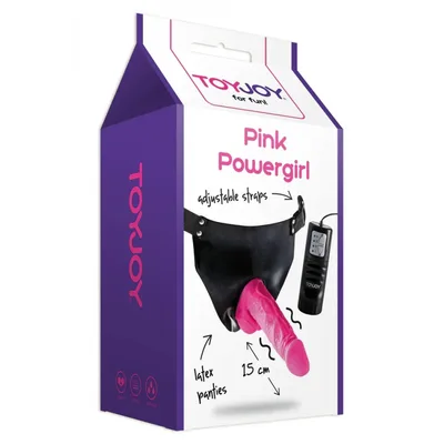 Strap-On Vibrante ToyJoy Pink Powergirl 15 cm con Harness Regolabile