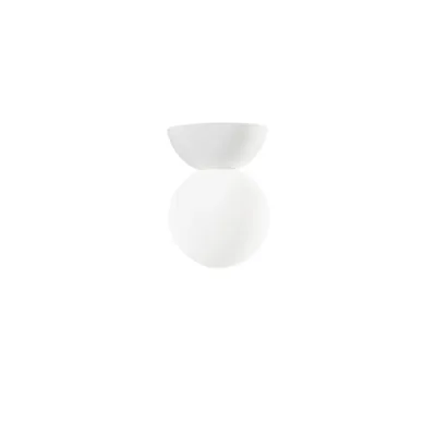 Plafoniera moderna in gesso e vetro satinato bianco, lampadina G9, 10x14cm