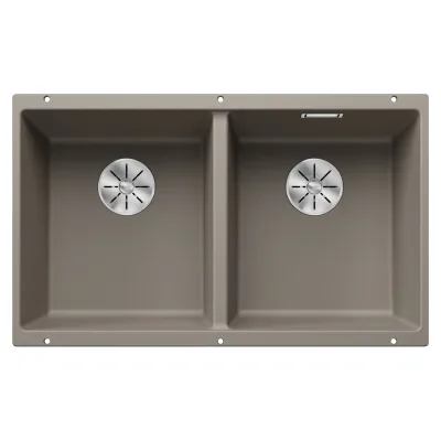Blanco Lavello a due vasche SUBLINE 350/350-U Total Black 2523581 finitura tartufo da 75x46 cm - Sottotop