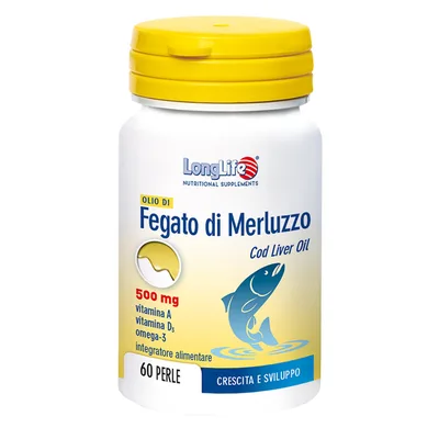 LongLife Olio di Fegato di Merluzzo Integratore Difese Immunitarie 500 mg 60 Perle