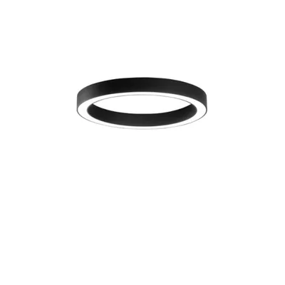 Plafoniera a struttura circolare nera in metallo, LED 80W, CCT, 80x8.5cm