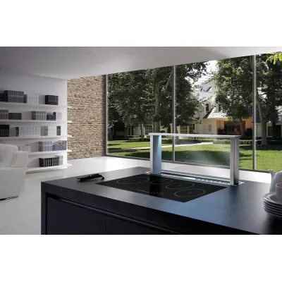 Airone Cappa downdraft Mozart finitura acciaio AISI 304 con vetro trasparente da 90 cm - Senza motore